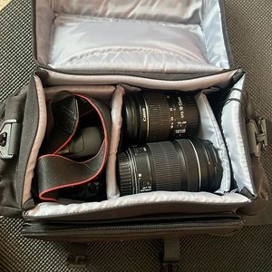 Canon EOS Rebel T3 with 75-300mm lense & the 2 lenses it originally came with